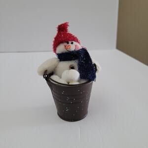 Charming Snowman Figure with Red Hat and Scarf
